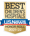 最佳儿童医院美国新闻与世界报告荣誉榜2021-22徽章。